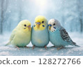 Cute Merururu Lala, huddled together in the winter scenery 128272766