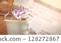 Nature background image. Close-up of flower and Vintage tone color scheme. flowers of sinningia tree. Selective focal and Space on the side for text entry. 128272867