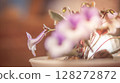 Nature background image. Close-up of flower and Vintage tone color scheme. flowers of sinningia tree. Selective focal and Space on the side for text entry. 128272872
