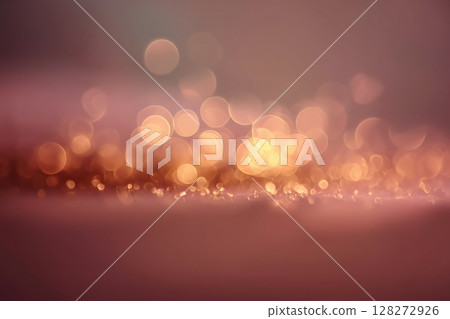 Soft Warm Lights Create a Shimmering Effect Over a Blurred Background During an Evening Gathering at Home 128272926