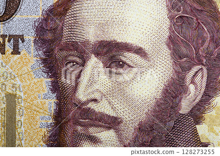 Istvan Szechenyi a closeup portrait from Hugarian money 128273255