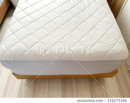 Quilted fitted sheet integrated mattress pad, cooling mattress sheet 128273386
