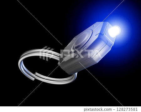 迷你燈、鑰匙燈、手電筒、LED燈、迷你閃光燈、黑色背景 128273581