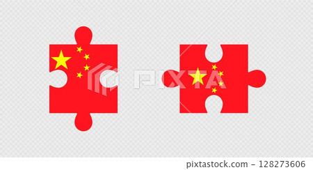 Puzzle Pieces with China Flag. Puzzle Pieces with China Flag. 128273606