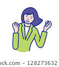 Illustration of a woman's upper body doing a fist pump 128273632
