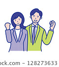 Men and women in their 20s to 40s in suits making fist pumps 128273633