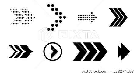 Modern swipe arrows icon set with line and pixel symbols for scrolling next slide navigation with finger and hand gestures vector arrows pointing in all directions 128274198