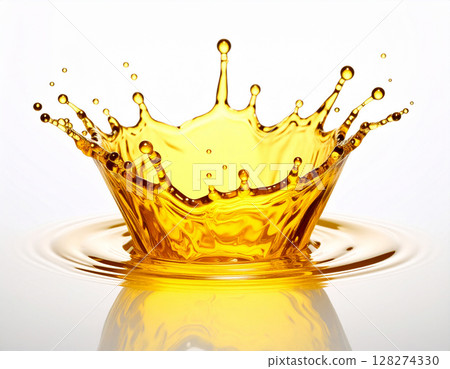 Yellow, clear, highly transparent liquid milk crown and ripples Yellow, clear, highly transparent liquid milk crown and ripples 128274330