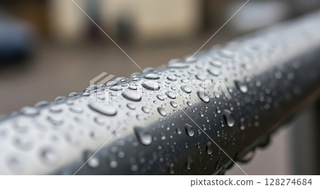 Water Droplets on Metallic Surface Macro Photography Texture Detail Water Droplets on Metallic Surface Macro Photography Texture Detail 128274684