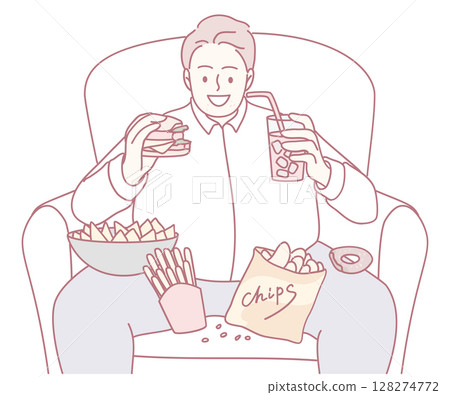 Relishing Delicious Snacks While Comfortably Relaxing on the Couch After a Long Day Relishing Delicious Snacks While Comfortably Relaxing on the Couch After a Long Day 128274772