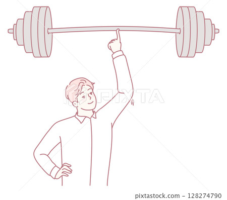 A Confident Man Lifting a Heavy Barbell Represents Strength and Commitment to Fitness A Confident Man Lifting a Heavy Barbell Represents Strength and Commitment to Fitness 128274790