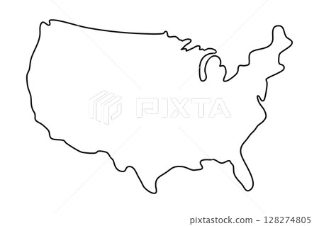 僅繪製輪廓的美國簡單地圖插圖 128274805