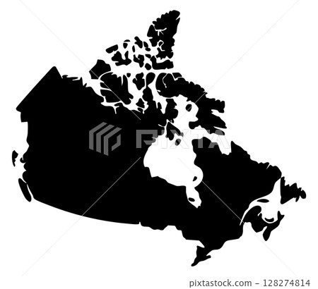 加拿大的黑色剪影地圖插圖 128274814