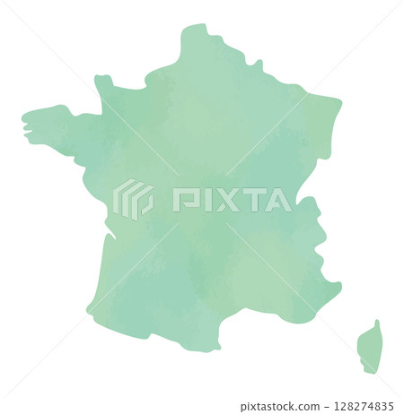 淺色水彩風格的法國大陸和科西嘉島剪影地圖插圖 128274835