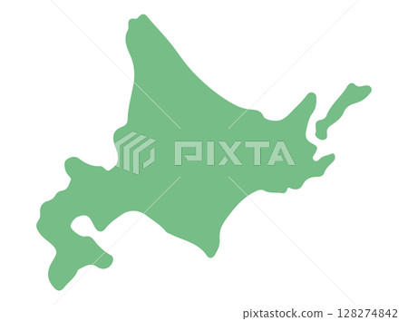 A simple green map illustration of Hokkaido 128274842