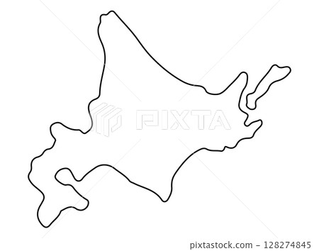 北海道地圖的簡單線條畫 128274845