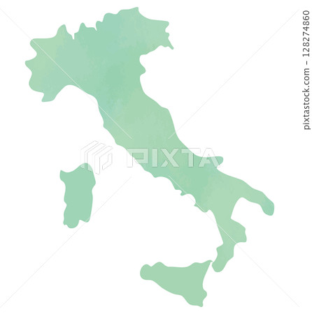 Italy map silhouette illustration (painted in watercolor style) 128274860