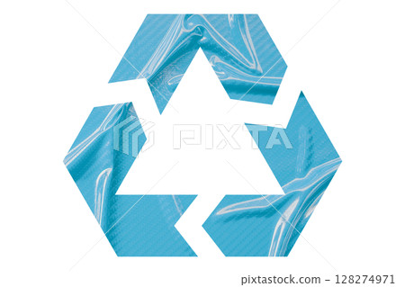 Light blue recycle symbol paper isolated on transparent background 128274971