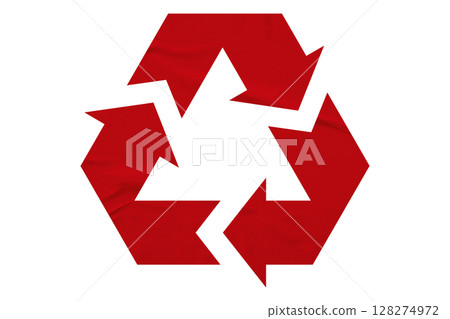 Red recycle symbol paper isolated on transparent background Red recycle symbol paper isolated on transparent background 128274972