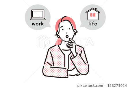 人物 一位女士正在思考工作與生活的平衡 人物 一位女士正在思考工作與生活的平衡 128275014