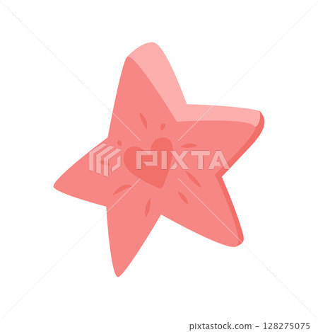 Pink sofa cushion in the shape of a star. The vector illustration is isolated. Clipart for design, decor Pink sofa cushion in the shape of a star. The vector illustration is isolated. Clipart for design, decor 128275075