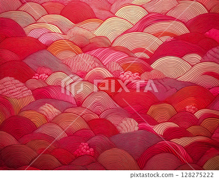 日本紙紋理的圖像素材：波浪紋、紅色 128275222
