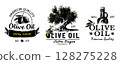 Olive oil. Premium quality. Set of vintage olive oil logos 128275228
