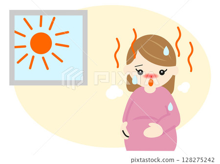 一名年輕孕婦在室內中暑 128275242