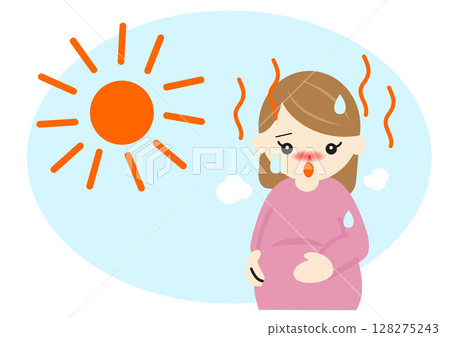 一名年輕孕婦在戶外中暑 一名年輕孕婦在戶外中暑 128275243