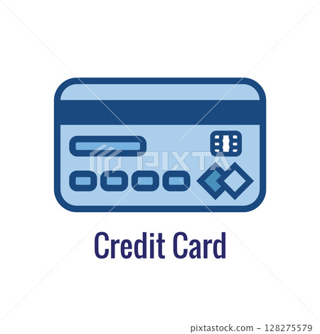 Credit Card Icon with Name Address Logo Chip Reader EMV Design Credit Card Icon with Name Address Logo Chip Reader EMV Design 128275579