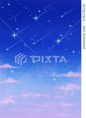 Starry sky background illustration Landscape Night sky Shooting star Meteor shower Watercolor Blue Starry sky background illustration Landscape Night sky Shooting star Meteor shower Watercolor Blue 128276226