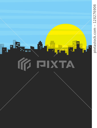 Modern City Skyline Landscape and Cityscape Sky in Flat Illustration 128276906