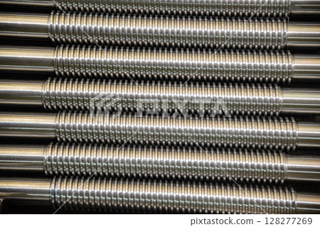 Close up scene the group of lead ball screw parts. 128277269
