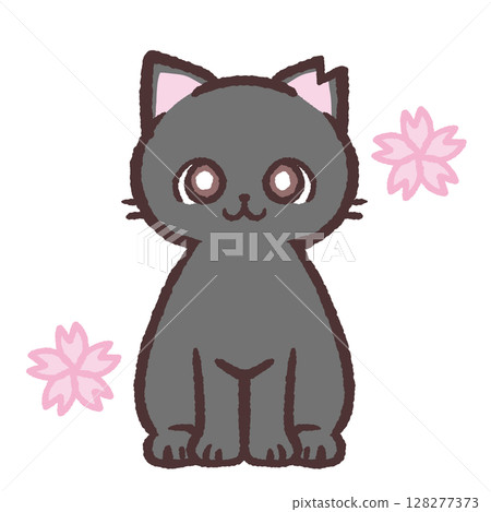 黑櫻花貓插圖 128277373