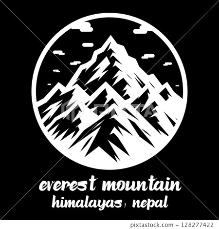 Circle Icon Everest Mountain. Vector illustration 128277422
