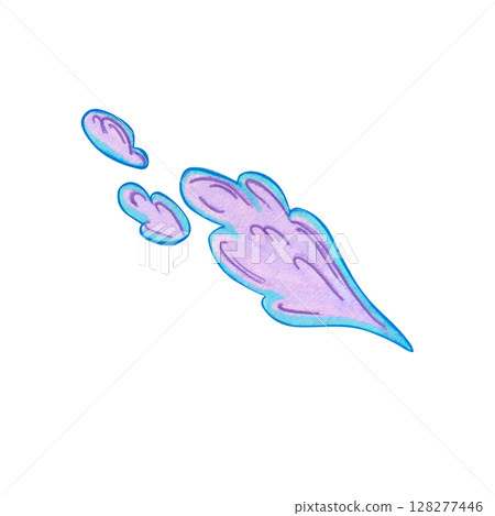 Pink smoke with soft curves and whimsical flow. Hand-drawn watercolor illustration. Dragon's Flame. Fantasy and magical theme with cartoon style. Suitable for games, stickers, and story illustrations. 128277446