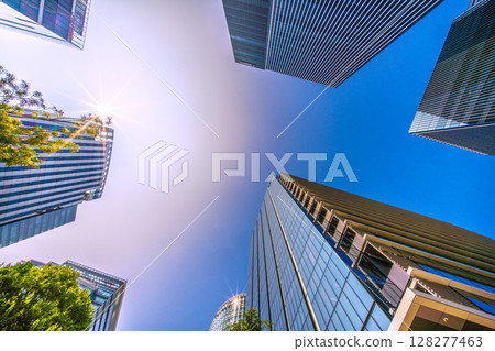 Yokohama cityscape in Japan, overlooking the skyscrapers in front of Shin-Takashima Station (July 9th) Yokohama cityscape in Japan, overlooking the skyscrapers in front of Shin-Takashima Station (July 9th) 128277463