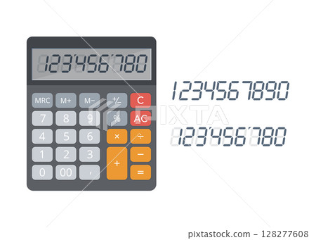 Calculator with numbers separated on a white background. Stock illustration. Calculator with numbers separated on a white background. Stock illustration. 128277608