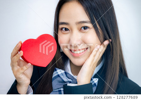 School girls with hearts School girls with hearts 128277689