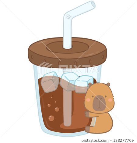 Capybara with fast food  128277709