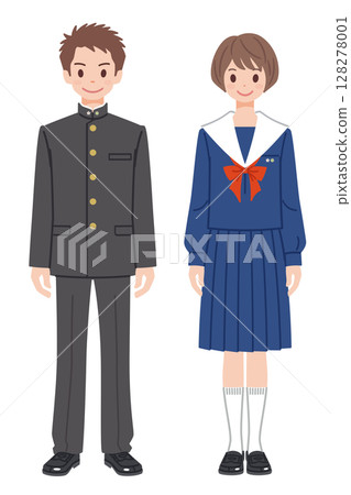 穿校服的男孩和女孩 14 128278001