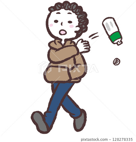 一個人丟垃圾的插圖 128278335