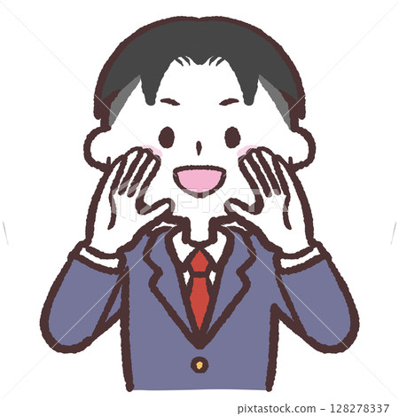 一名穿著西裝的男人大聲喊叫的插圖 128278337