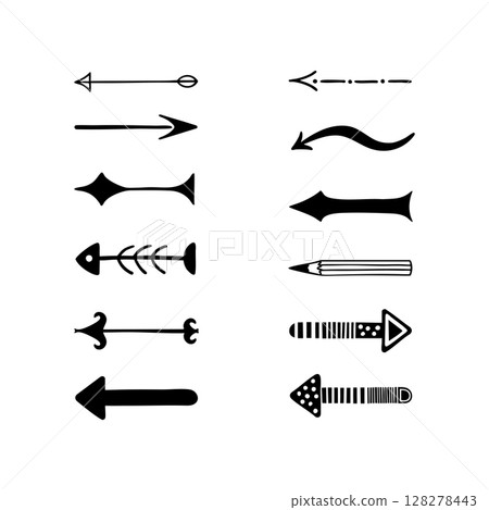 Whimsical Hand drawn Arrow Icons Collection Whimsical Hand drawn Arrow Icons Collection 128278443