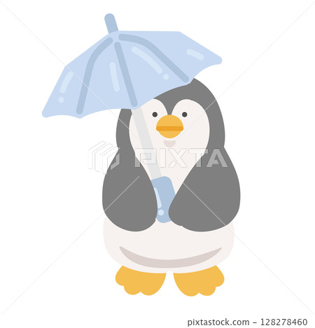 Penguin holding a parasol - Heat stroke prevention illustration 128278460