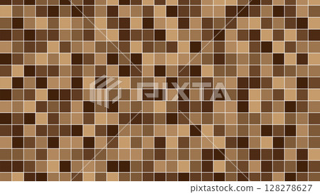 A brown mosaic tiles background. A checked shades of brown backdrop. 128278627