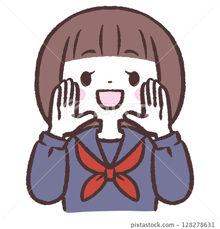 穿著水手服的女孩呼喊的插圖 128278631