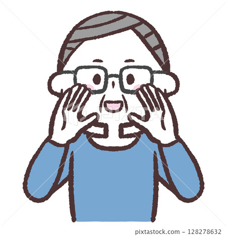 Illustration of a senior man calling out 128278632