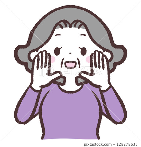 一位老年婦女大聲喊叫的插圖 128278633