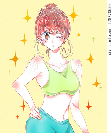Healthy woman, small mouth 128278636